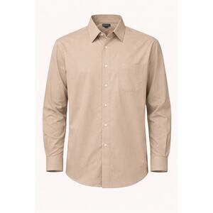 Croft & Barrow Men’s Button Down XL 17.5-18 Tan Beige Dress Shirt Long Sleeve